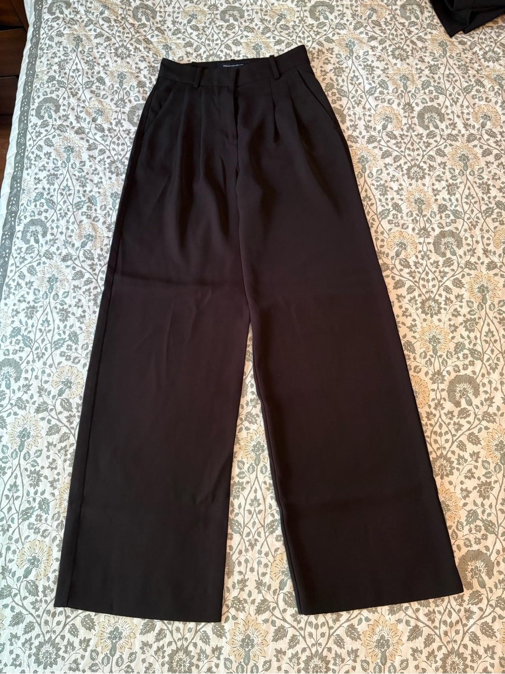 French Connection Black High-Rise Wide Leg Trousers